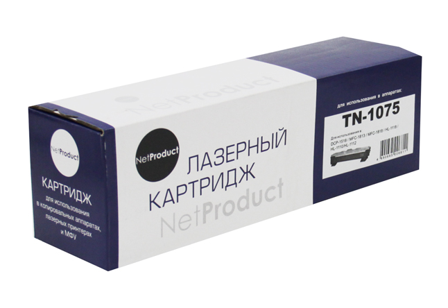 Тонер-картридж NetProduct (N-TN-1075) для BrotherHL-1110R/1112R/DCP-1510R/MFC-1810R, 1K