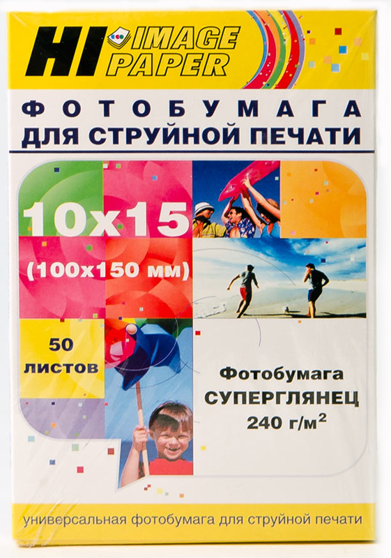 Фотобумага Hi-Image Paper суперглянцевая односторонняя,10x15 см, 240 г/м2, 50 л.